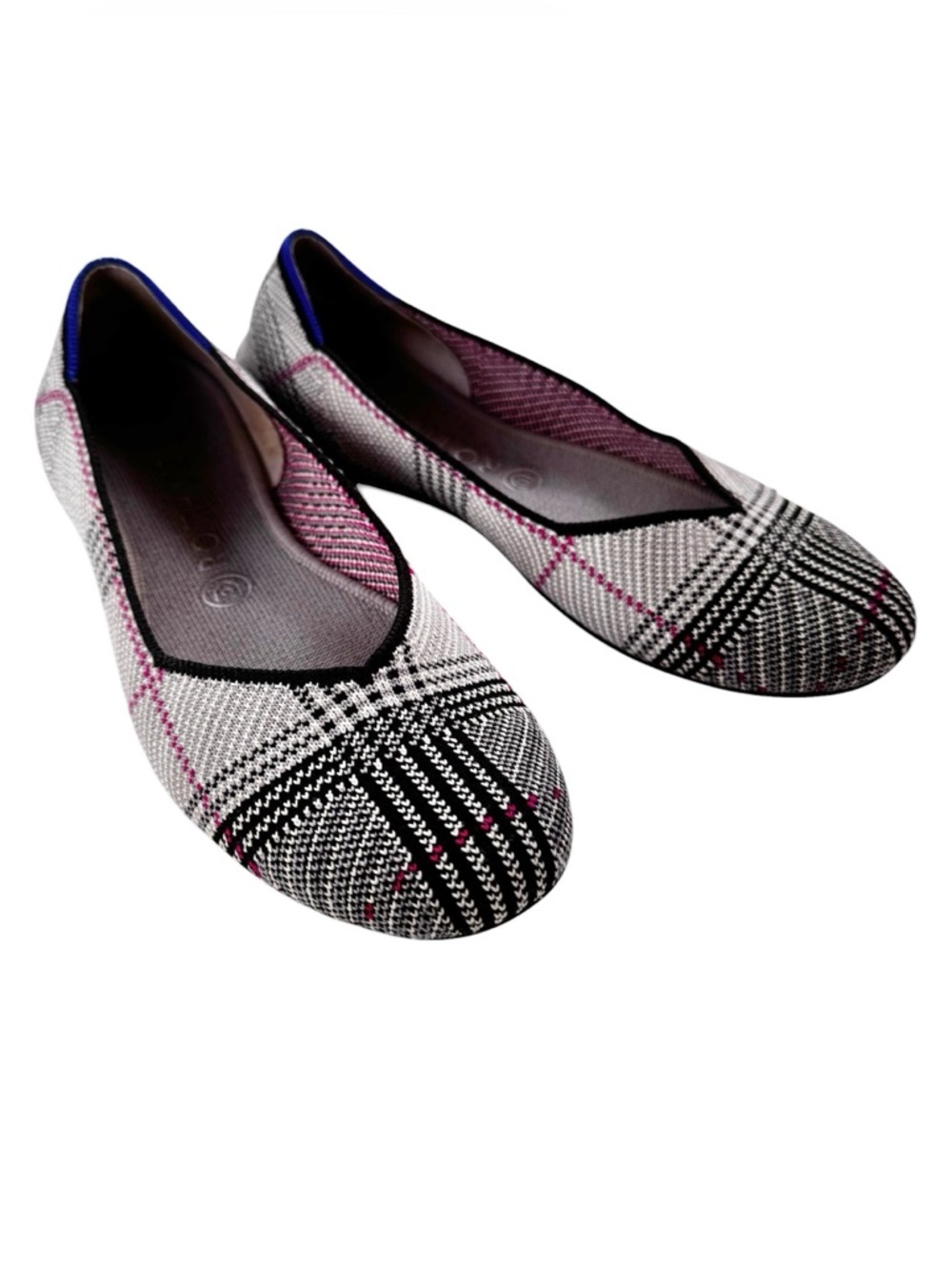 Rothy’s Retired Grey Glen Plaid Round Toe Comfort Flats Shoe Size 9.5